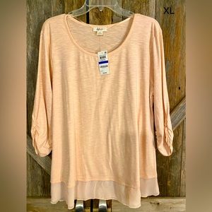 Peach long sleeve chiffon blouse top